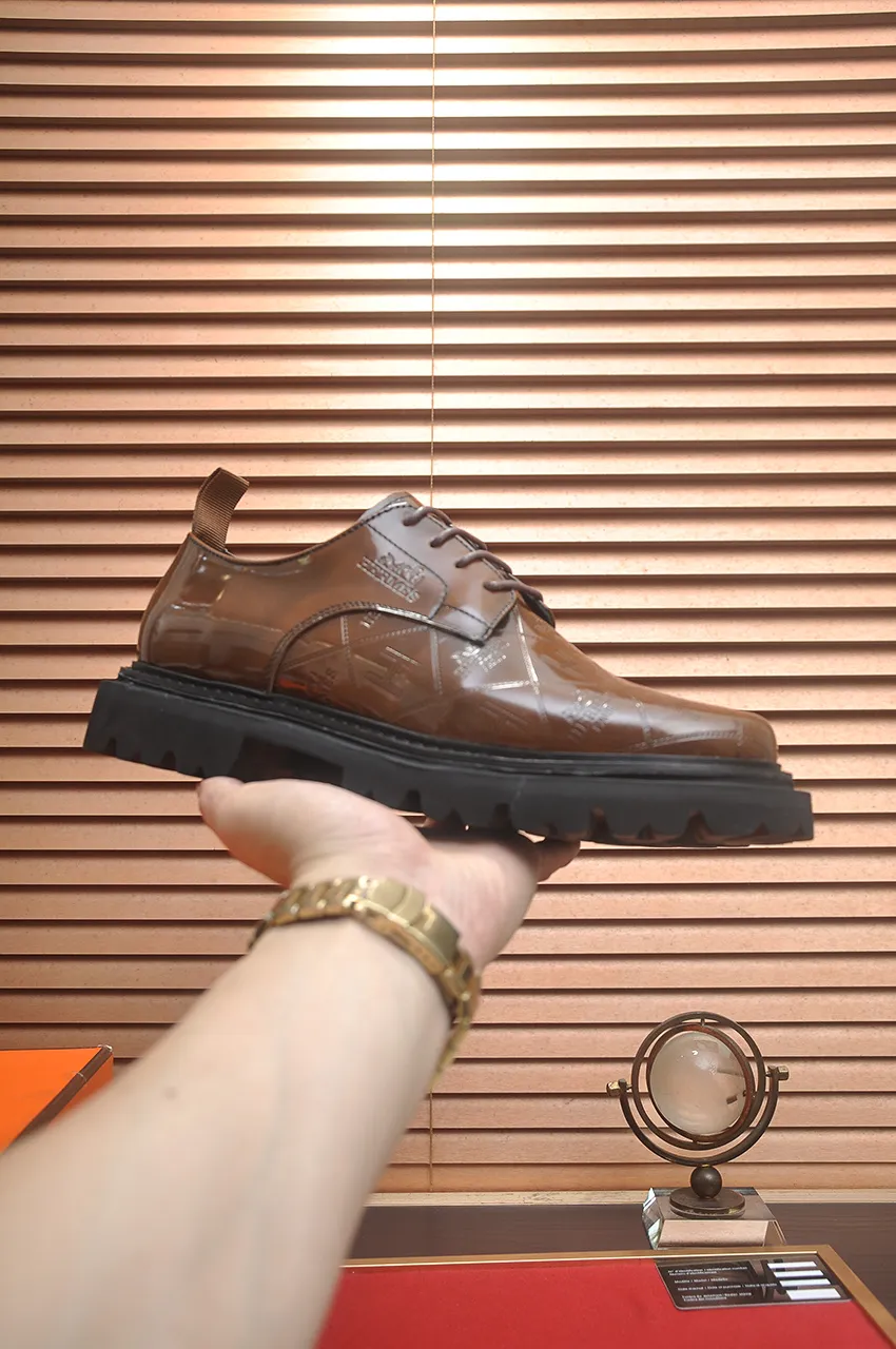 Men's men's shoes 💰720💶【[Hermes HERMES】】(High-end Niuli) New 🍀 HERMES - top version of classic casual leather shoes! Made of imported original cowhide, the inner top layer is comfortable cowhide lining! Original wear-resistant rubber foam outsole! High quality products! Code number 38-45 (45 customized)